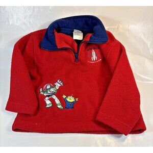 Disney Pixar Buzz Lightyear Red Fleece Sweatshirt Toy Story Embroidered Patch 3T